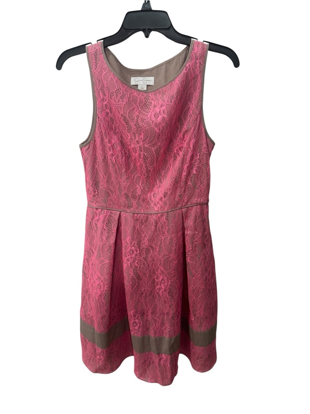 Jessica Simpson sleeveless pink lace fit-and-flare dress size 6